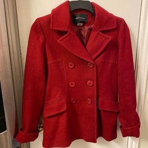 Mods International Red Wool Pea Coat